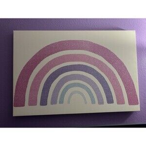 Glitter Rainbow Canvas Poster Pink Purple Blue 16x36in Modern Kids Wall Art